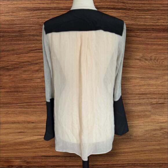 BCBGMaxAzria 100% Silk Striped Blouse Top Sz M Womens Lagenlook Minimalist Y2K - Picture 6 of 8